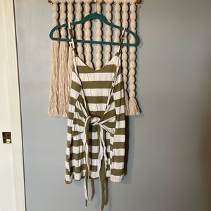 Green and white striped mini dress